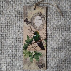Vintage Style Bird Bookmark with Green and Brown Accents